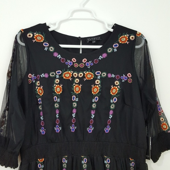 **NFS** ELOQUII Embroidered Fit & Flare Dress 20 - Picture 3 of 8